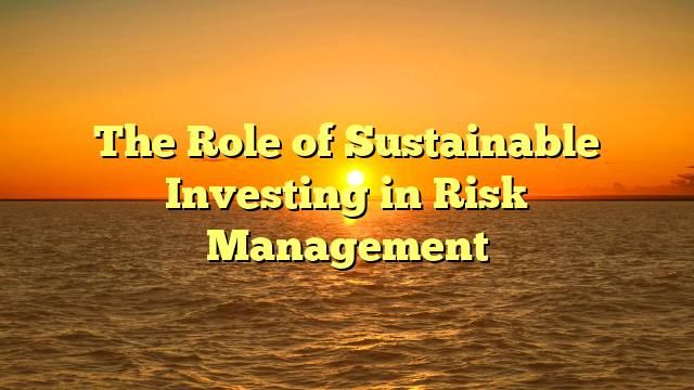 The Role of Sustainable Investing in Risk Management